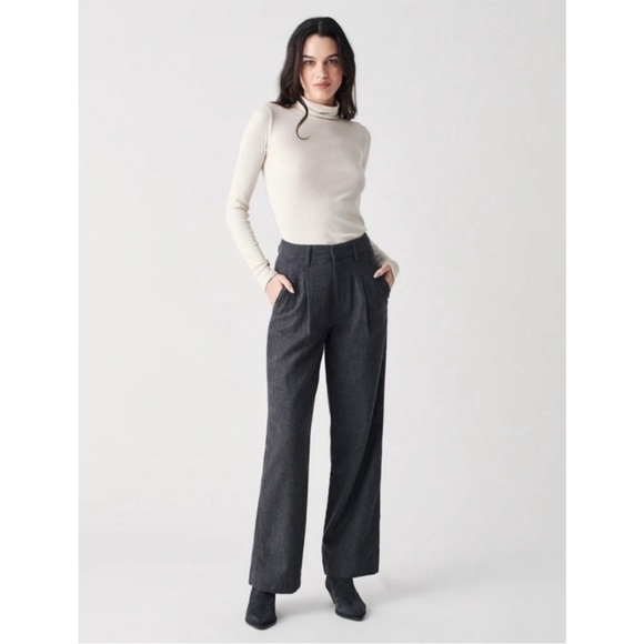 NWT Faherty Rory Pant Trouser Tweed Grey Charcoal Tailored Straight Wide Leg XXL - Picture 1 of 14